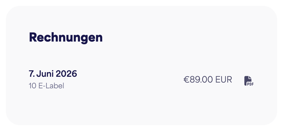 Die Liste der Rechnungen mit Download-Schaltflächen