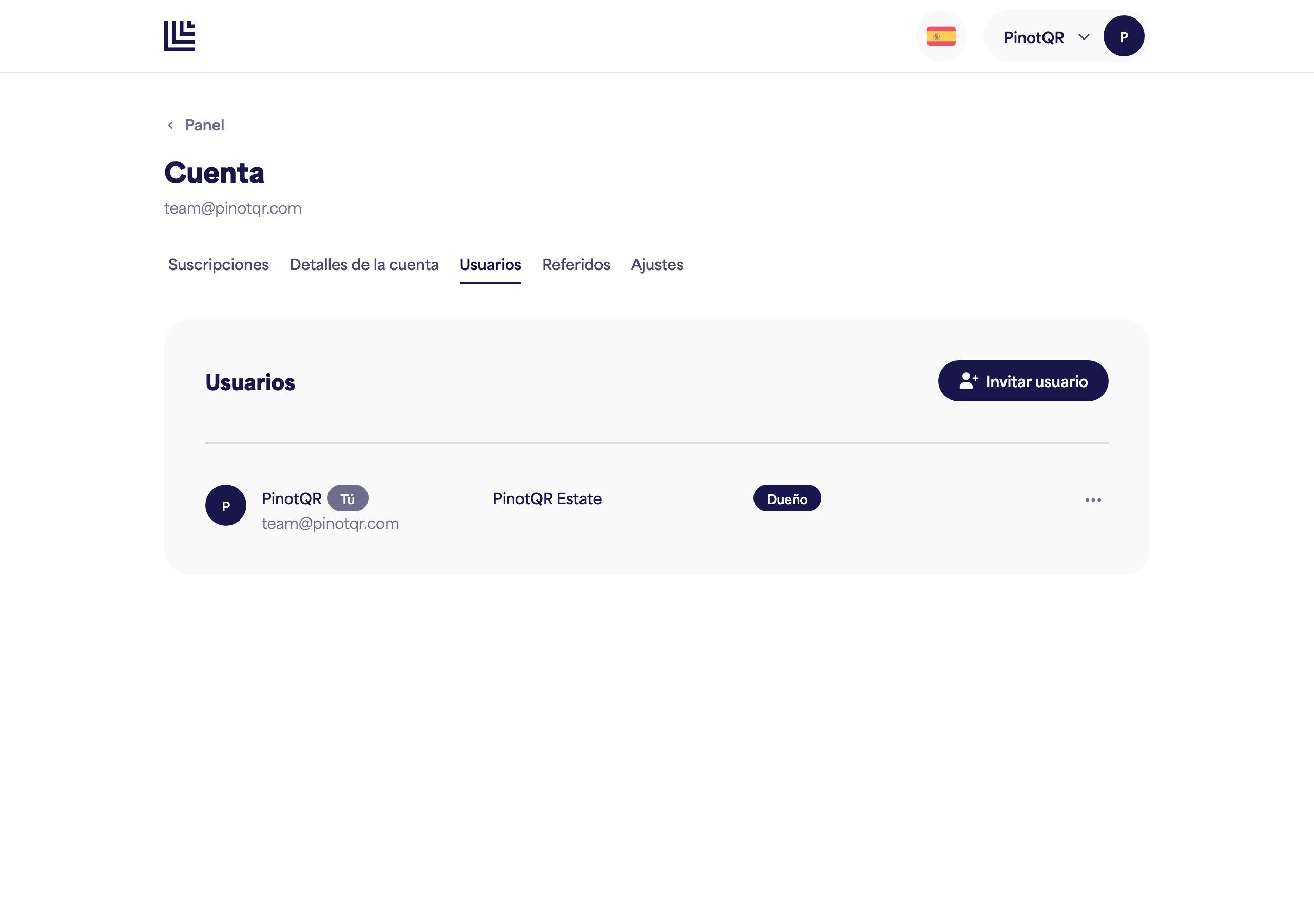 La página Usuarios y acceso que lista a los colaboradores con su acceso por marca