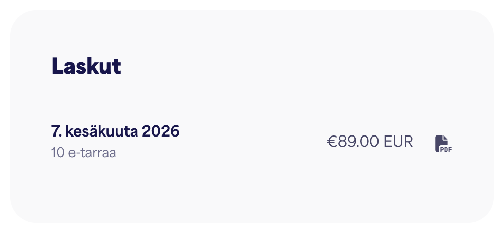 Laskuluettelo latauspainikkeilla