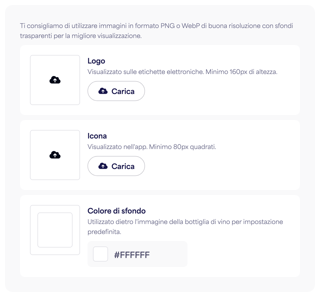 La sezione Branding del pannello Impostazioni della marca