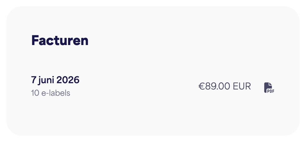 De lijst met facturen met downloadknoppen